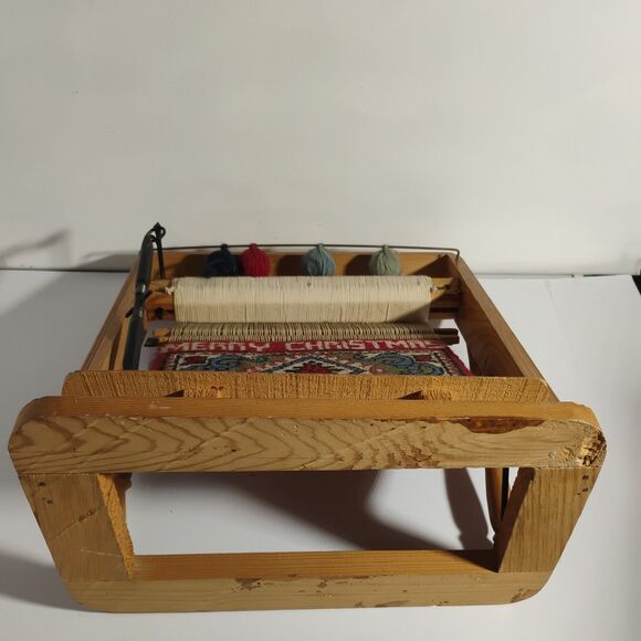 Vintage Mini Rug Weaving Loom Salesman Sample Display Model 11x14” Beautiful - Picture 12 of 13
